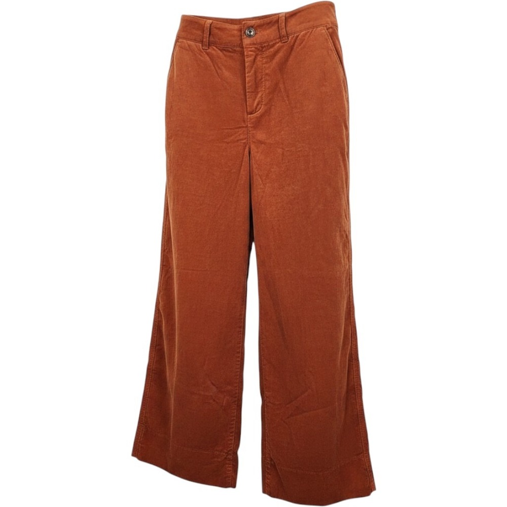 Garnet Hill Women 2 XS Corduroy Wide Leg Pants Rust Cinnamon Fall Heritage